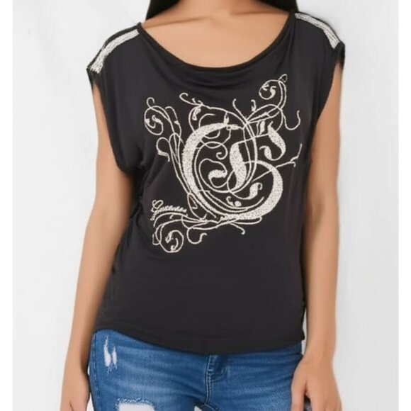 Women's Vintage Y2K Guess Cowl Neck Embellished Top, size XS - Picture 1 of 12